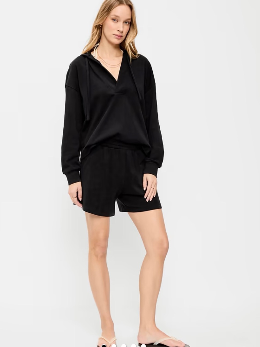 Women’s Black Pull-On Shorts & Sweatshirt Set
